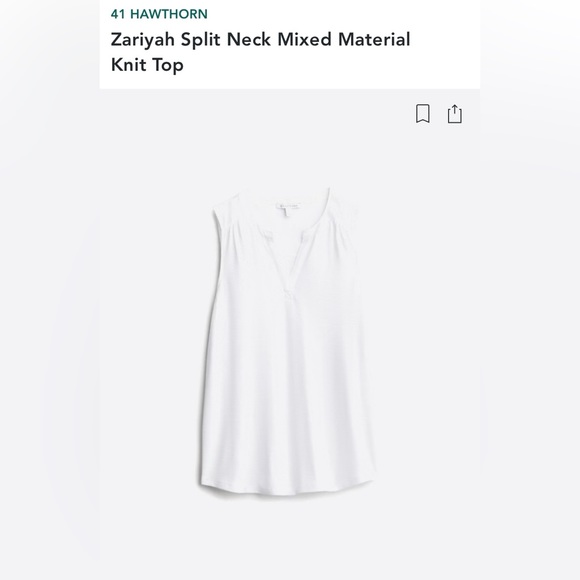 41 Hawthorn Zariyah Split Neck Mixed Material Knit Top | Medium | White - Picture 6 of 9